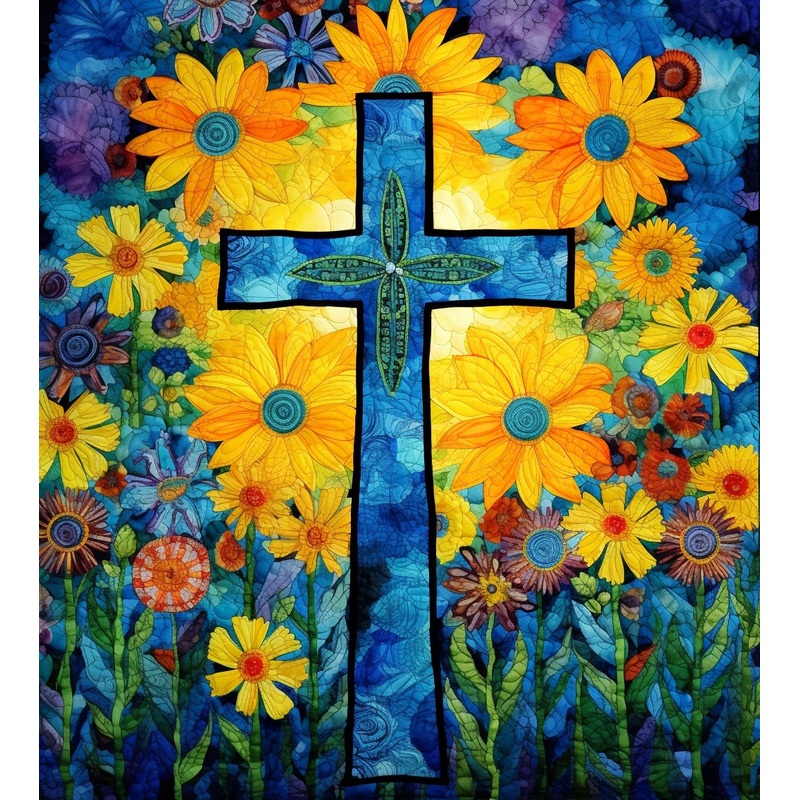 Sunflower Cross BL9112397 Quilt Blanket
