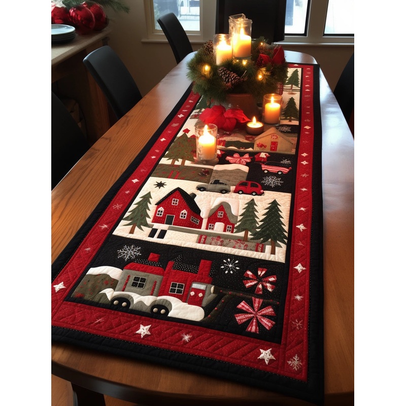 Christmas Village TAI29112306 Quilted Table Runner