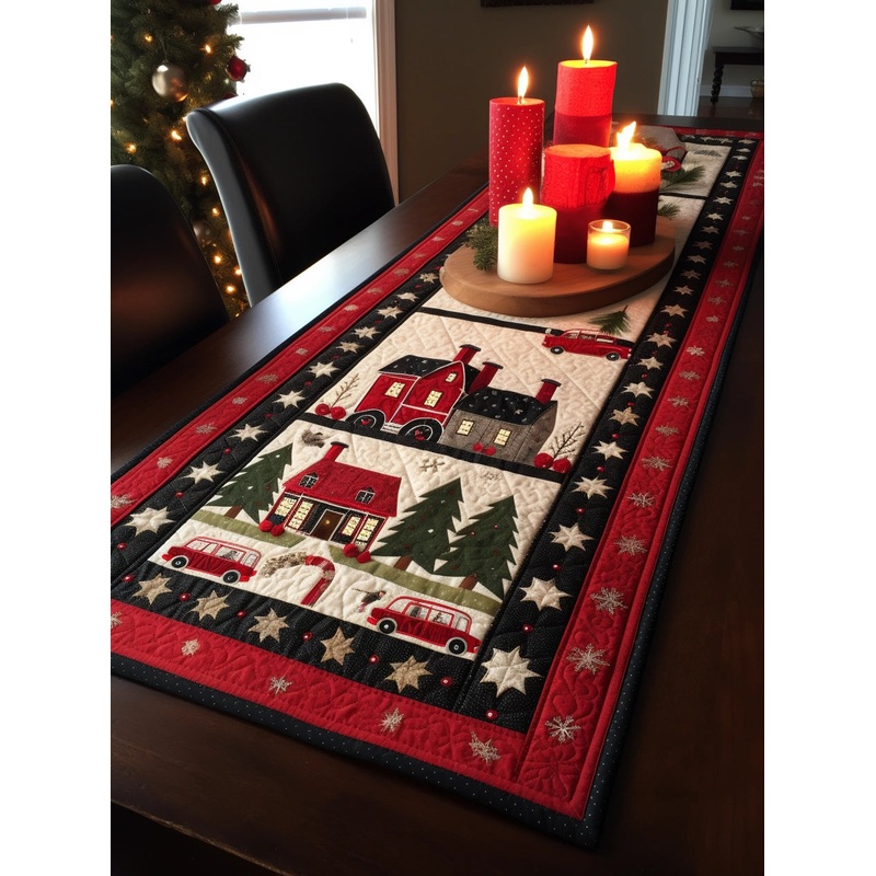 Christmas Village TAI29112307 Quilted Table Runner