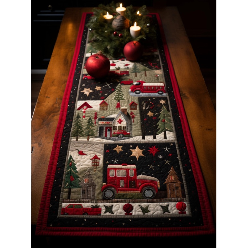 Red Truck Christmas TAI29112302 Quilted Table Runner