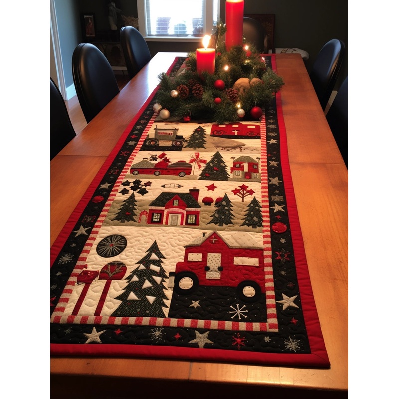 Red Truck Christmas TAI29112315 Quilted Table Runner