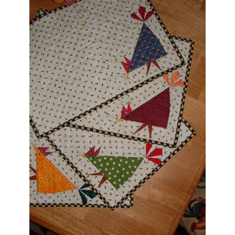 Chicken CLA04122342 Quilted Placemats