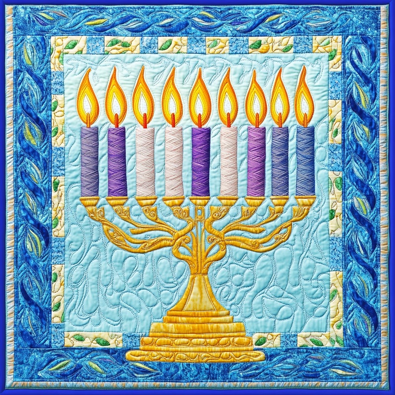 Jewish Hanukkah Menorah DAI190225059 Quilt Blanket