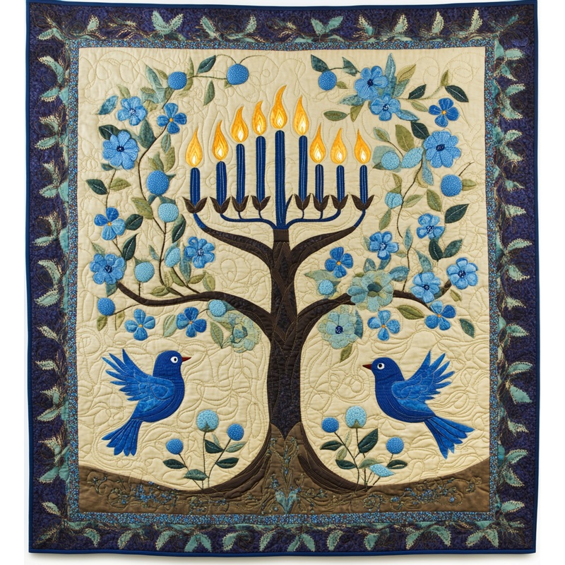 Jewish Hanukkah Menorah DAI190225062 Quilt Blanket