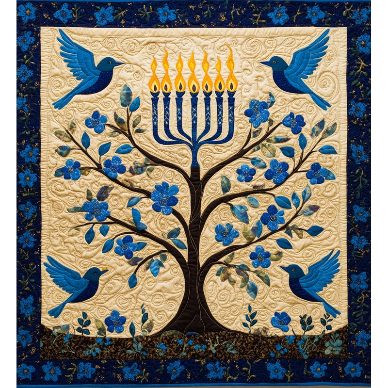 Jewish Hanukkah Menorah DAI190225063 Quilt Blanket