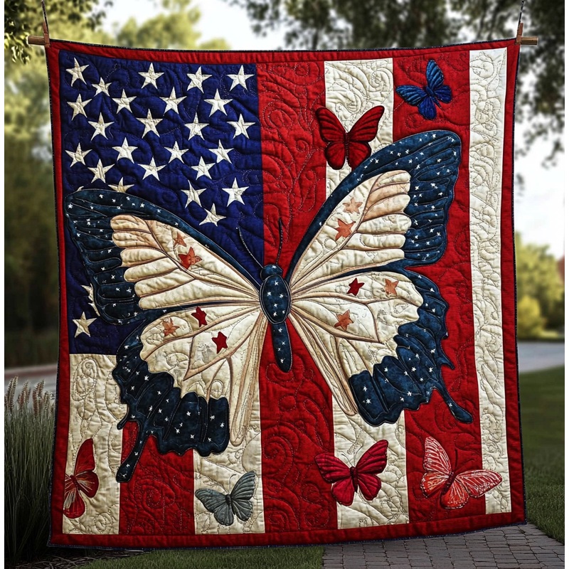 Patriotic Butterfly DAI190225071 Quilt Blanket