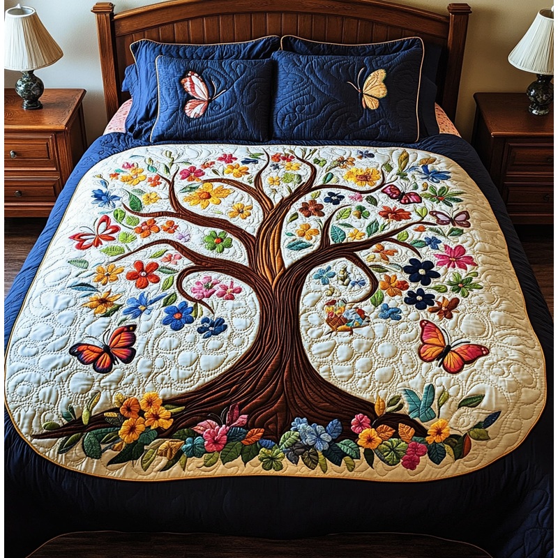 Tree Of Butterflies DAI150125250 Quilt Bedding Set