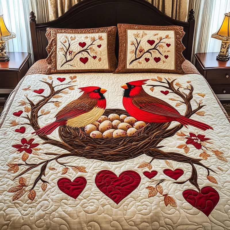 Valentine Cardinal DAI150125267 Quilt Bedding Set