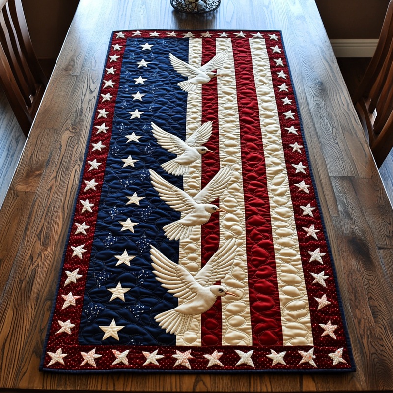 Patriotic Dove DAI190225263 Quilted Table Runner