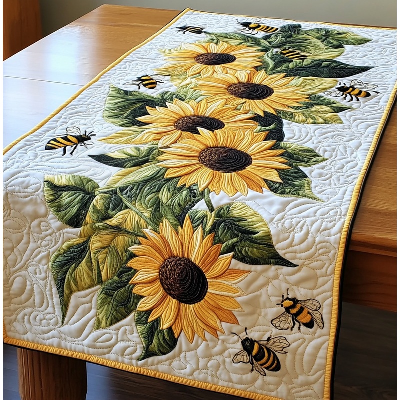Sunflower Bee DAI190225295 Quilted Table Runner