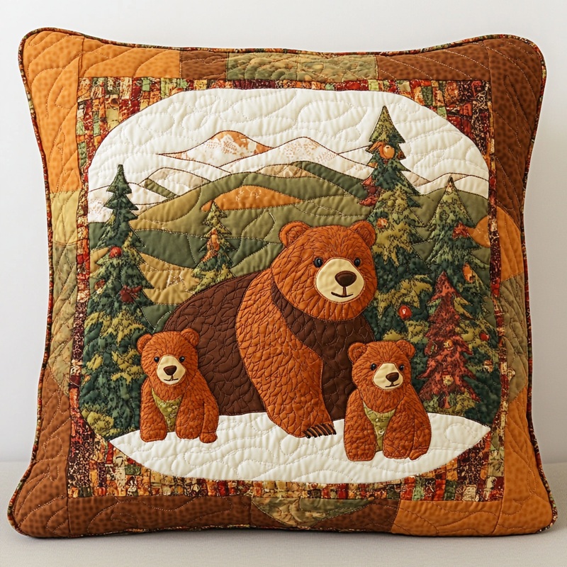 Woodland Bear DAI190225202 Quilted Pillow Case