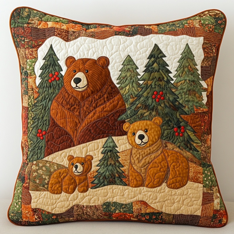 Woodland Bear DAI190225204 Quilted Pillow Case