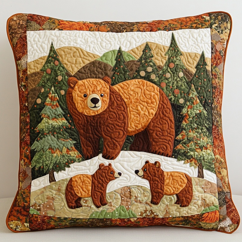 Woodland Bear DAI190225205 Quilted Pillow Case