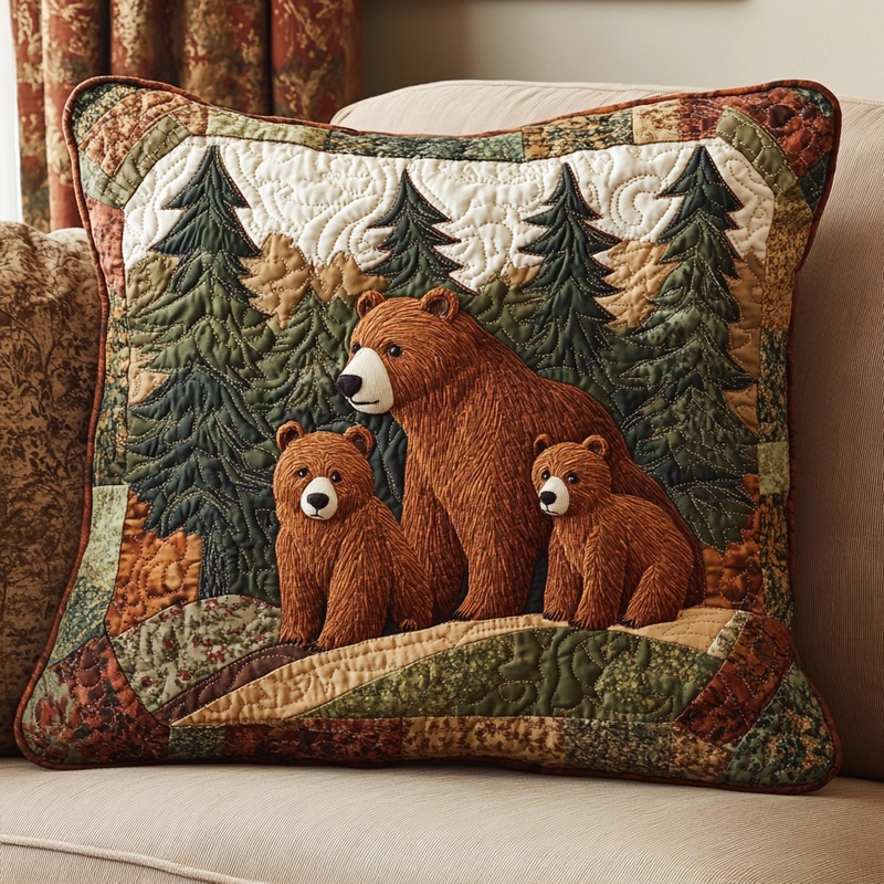 Woodland Bear DAI190225209 Quilted Pillow Case